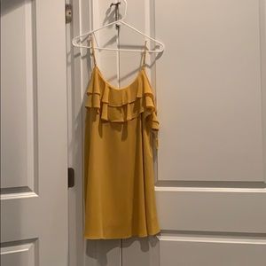 Mustard yellow lulu’s mini dress with ruffles